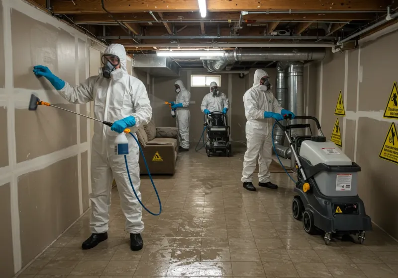 Basement Moisture Removal and Structural Drying process in Tremont, PA